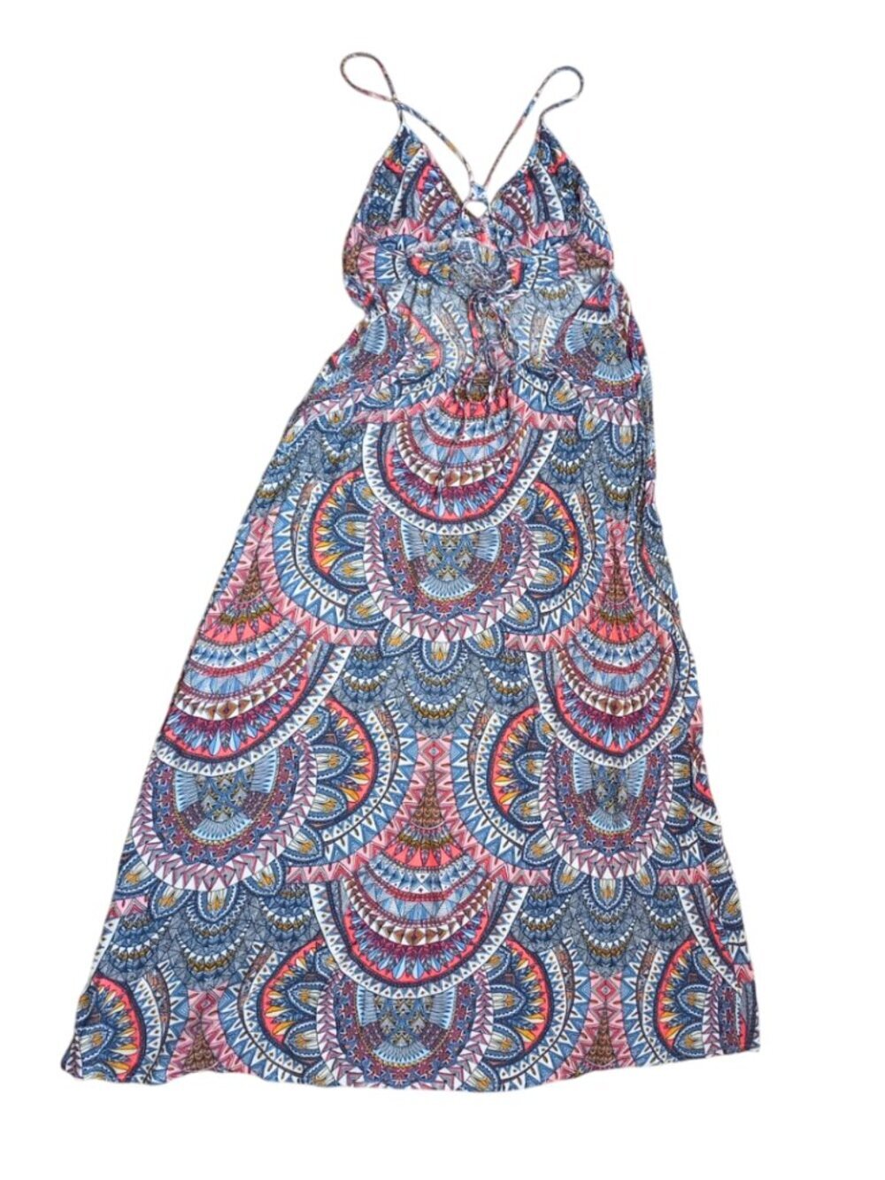 Billabong Printed Halter Mini Dress Size M – Boho Tribal Sleeveless Summer Dress - Picture 2 of 8